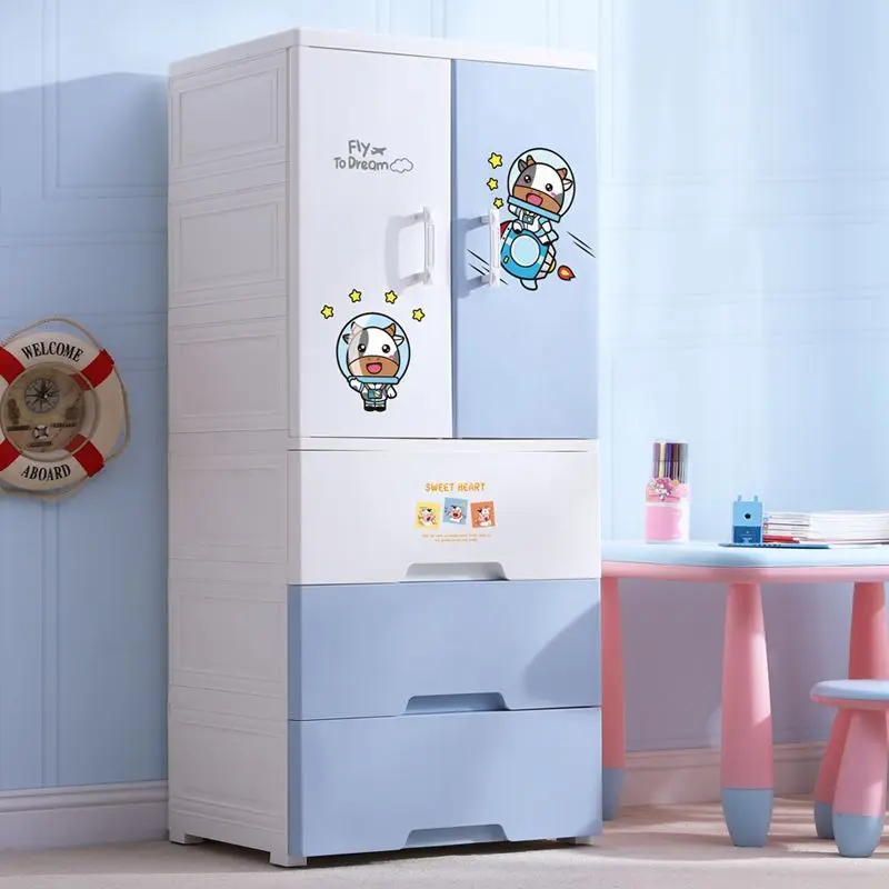 

50 wide double door plastic household bedroom baby small wardrobe simple children's wardrobe multi-functional storage cabinet