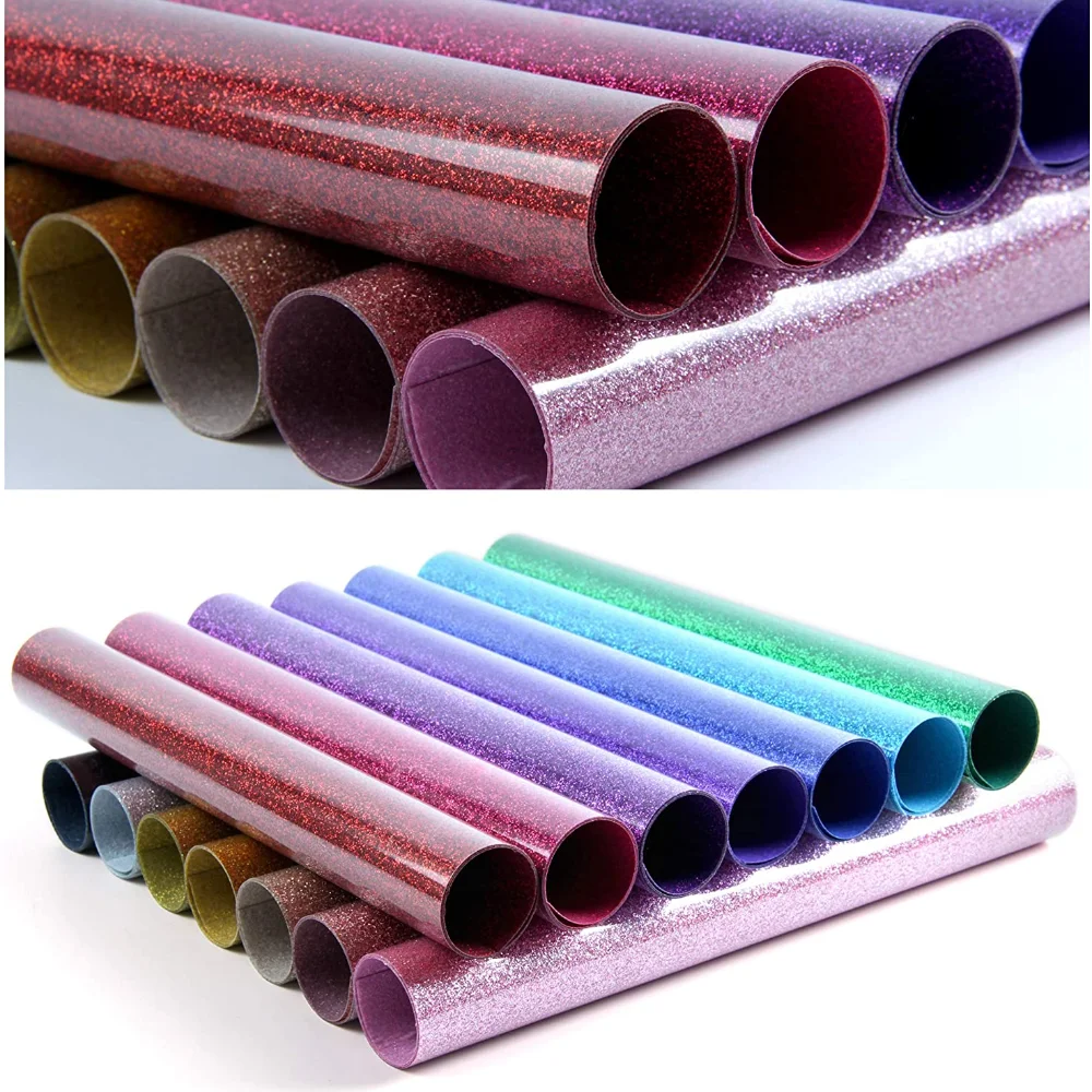 25 Colors Heat transfer glitter vinyl iron on for clothes HTV shirt high elastic decor film easy to cut