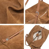 Women's Natural Nuede Genuine Leather Handbags Ladies large capacity Tote Bag Female Design Luxury Commuting Yoga Bag  hobo bag - Image 5