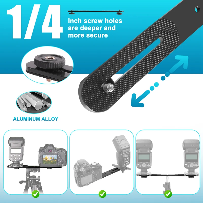 Dual Flash Bracket Hot Shoe Bracket Mount Holder for Tripod Stand DSLR Camera-A62I