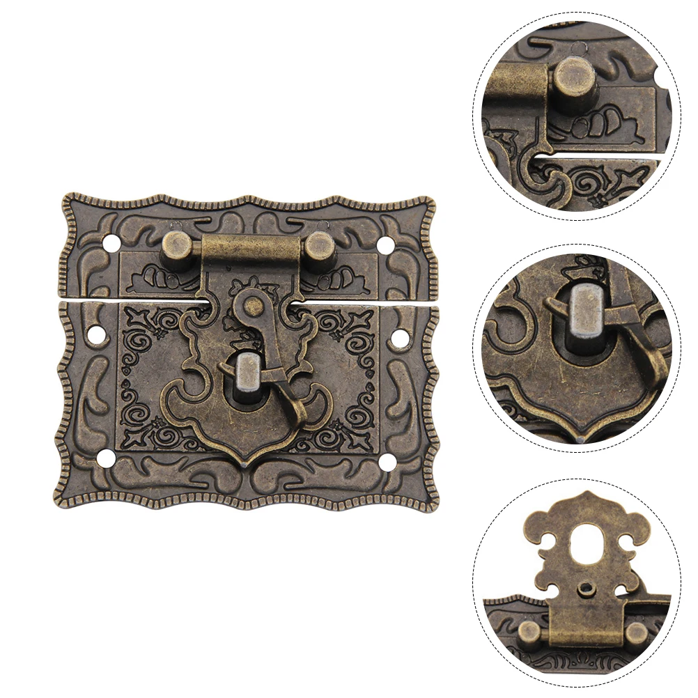 

3 Pcs Alloy Lock Cabinet Lock Buckle Hasp Buckle 51x43mm for Wooden Box Door Suitcase Retro Latch Hardware Cabinet Box