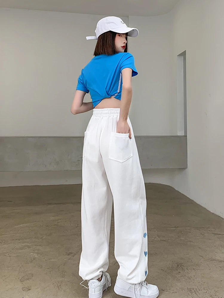 Embroidery Pants Women Ankle-tied Sweet Elegant Baggy All-match Japanese Style Y2K Solid Spring Summer Teenagers Harajuku Ins