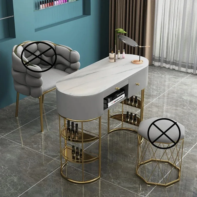 Marble Tabletop Nail Tables Golden Leg Fashion Durable Makeup Tavolo Manicure Professional Mesa De Manicura Salon Furniture LVNT