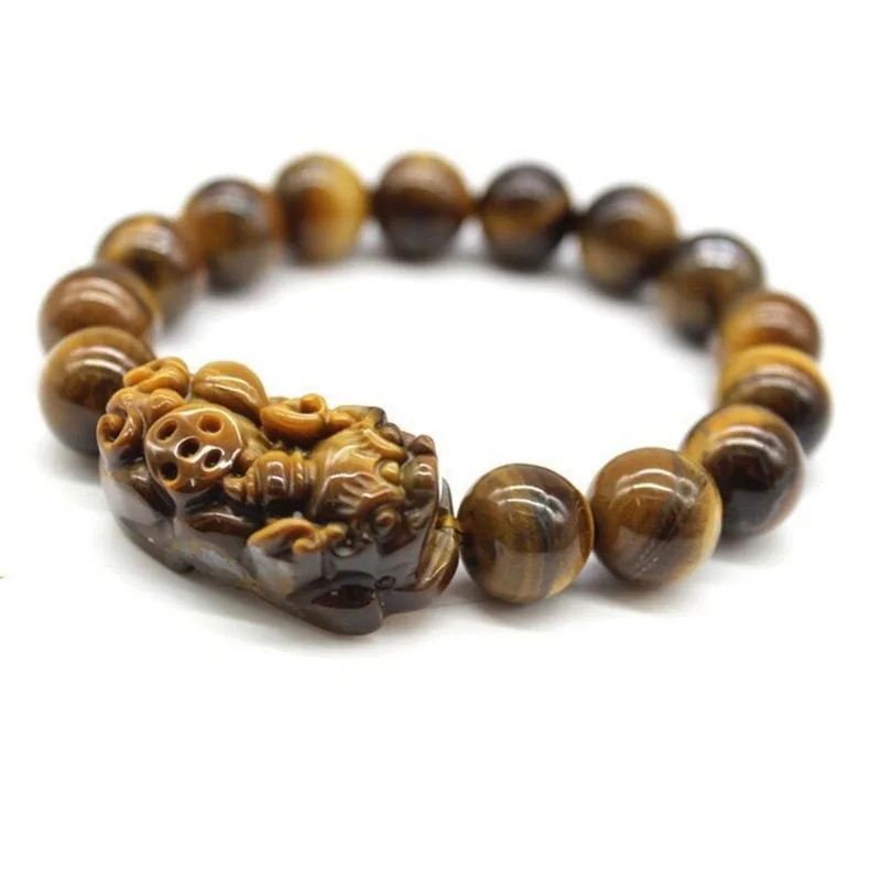 Yellow Tiger Eye Stone Pixiu Bracelet Men's and Women's Tiger Eye Stone Bracelet Yellow Tiger Stone Pixiu