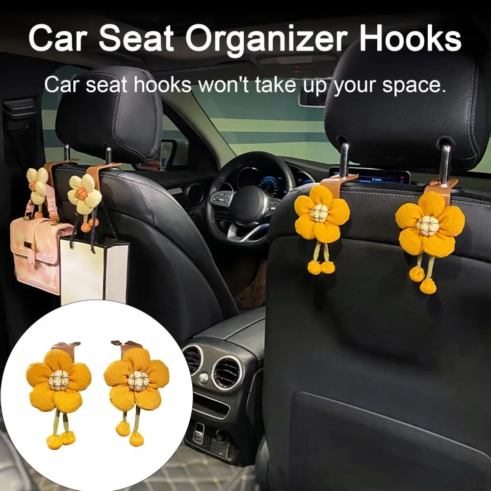 1 Pair Cartoon Car Seat Hooks Convenient And Space-saving Hidden Car Ornaments Organization Solution