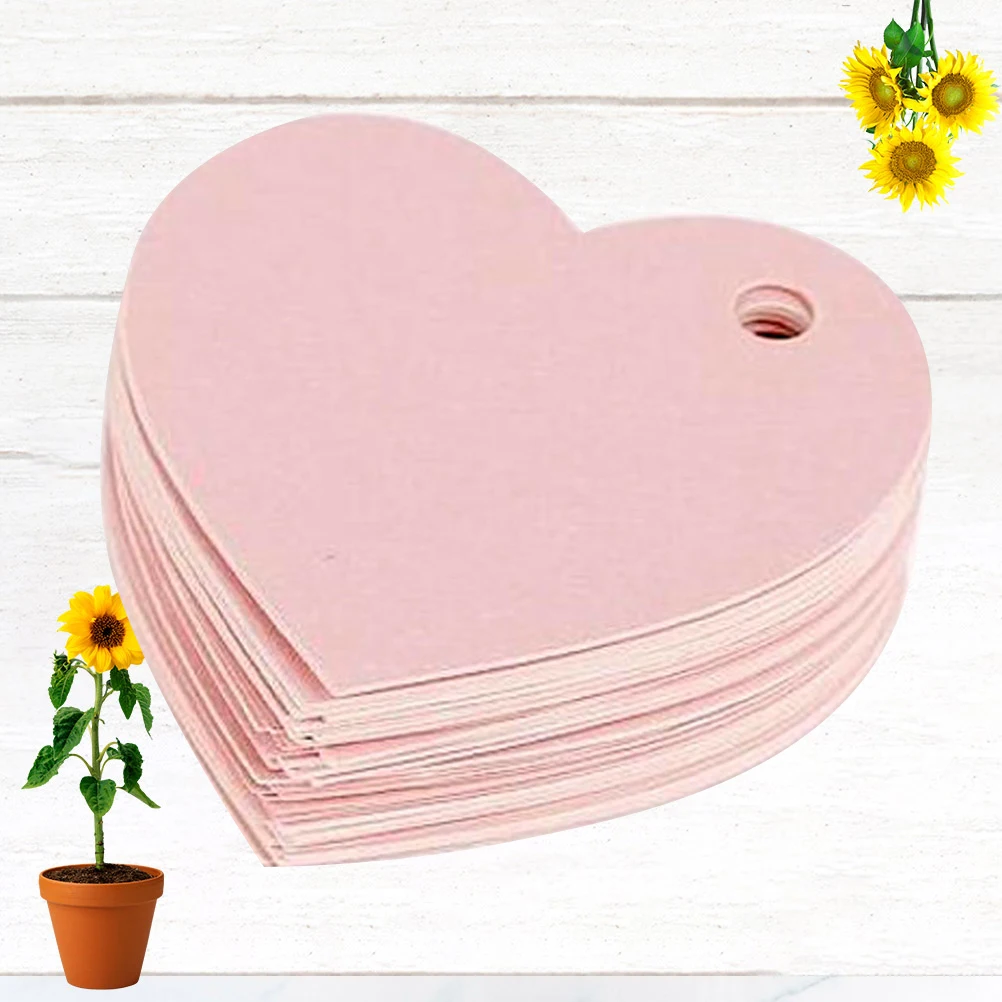 

50 Pcs Pink Love Wishing Card Valentines Tags Shapes Birthday Hang DIY Romantic