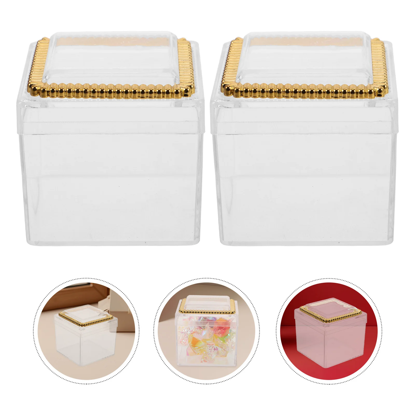 

12Pcs Clear Square Candy Boxes Plastic Storage Containers with Lids for Craft Supplies Wedding Party Favors Chocolate Jewelry
