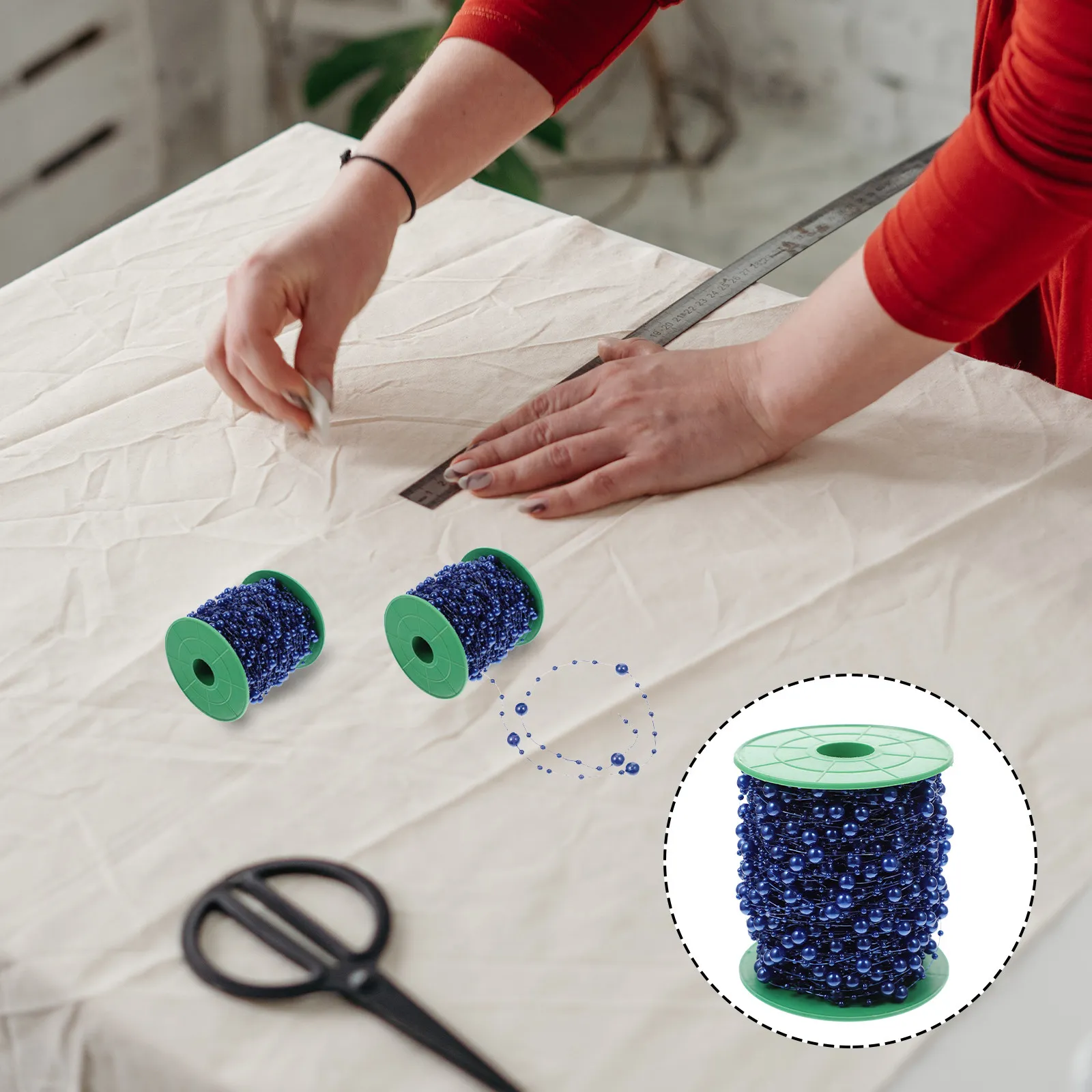 

Decorative Fake Pearl String Roll Sturdy Fine Texture Artificial Pearl Beaded Chain for Bouquet Decor Party Celebrations DIY