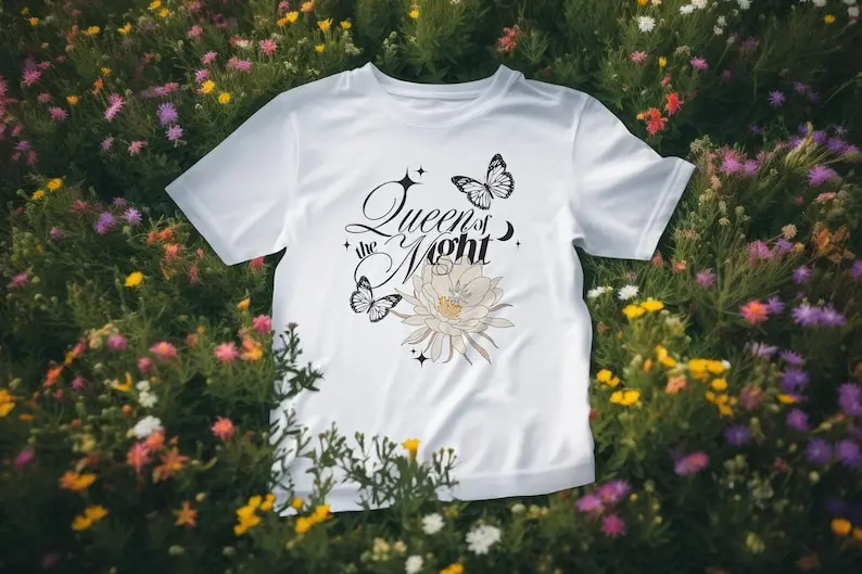 

Queen of the Night Flower, Floral Nature Inspired Unisex Tee, Aesthetic Style Shirt