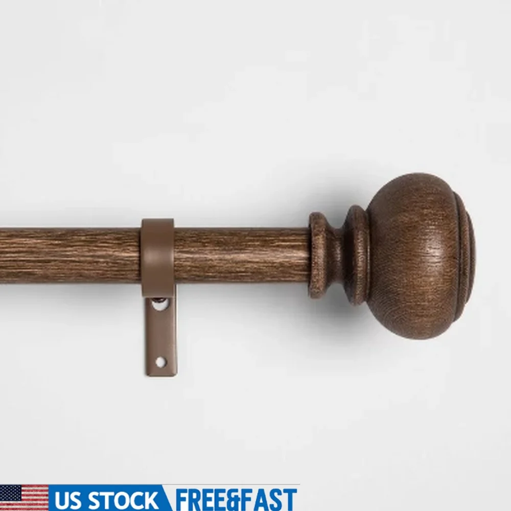 

Wood Knob Curtain Rod 36-66 Inches Sturdy Steel Tarnish-Resistant Finish Includes Mounting Hardware Easy Installation Natural