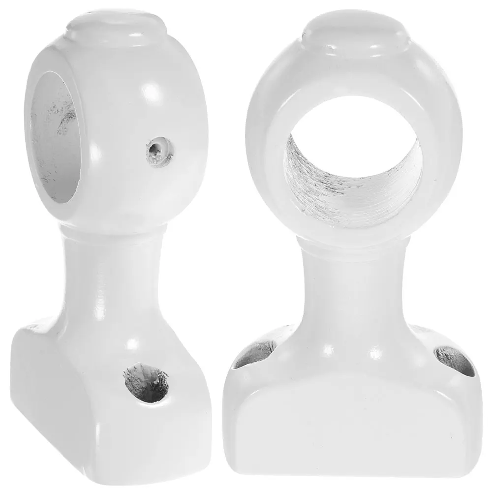 

2 Pcs White Wooden Curtain Rod Brackets Holders Fixed Support Decorative Accessories for Wall Mounting Single Double Tracks