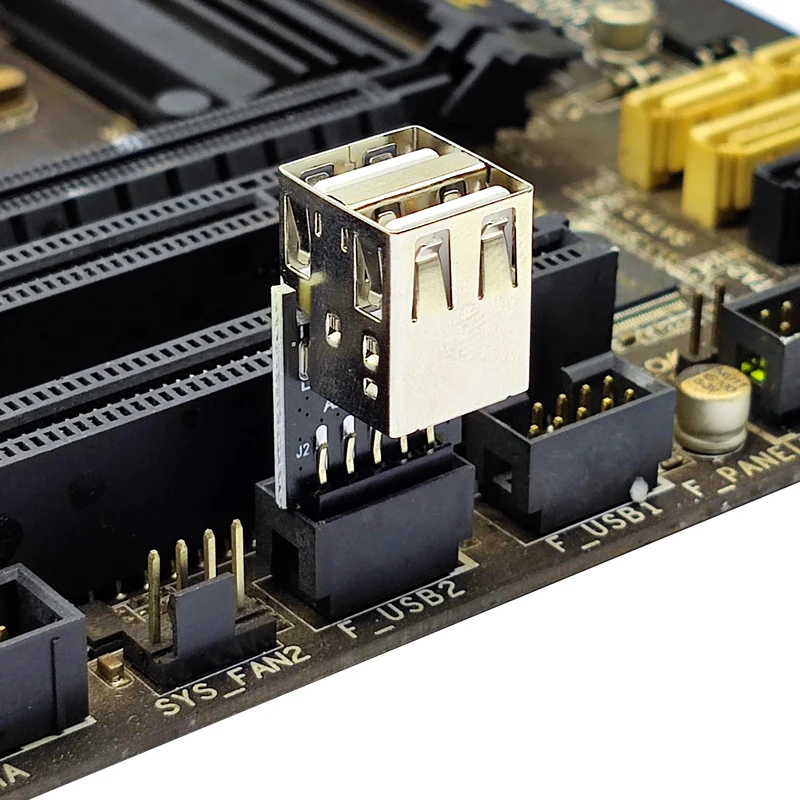 NEW 9pin USB Adapter Connector to 2 Port USB2.0 Internal Motherboard 9pin To 2 Port USB 2.0 A Female Adapter Converter PCB Board