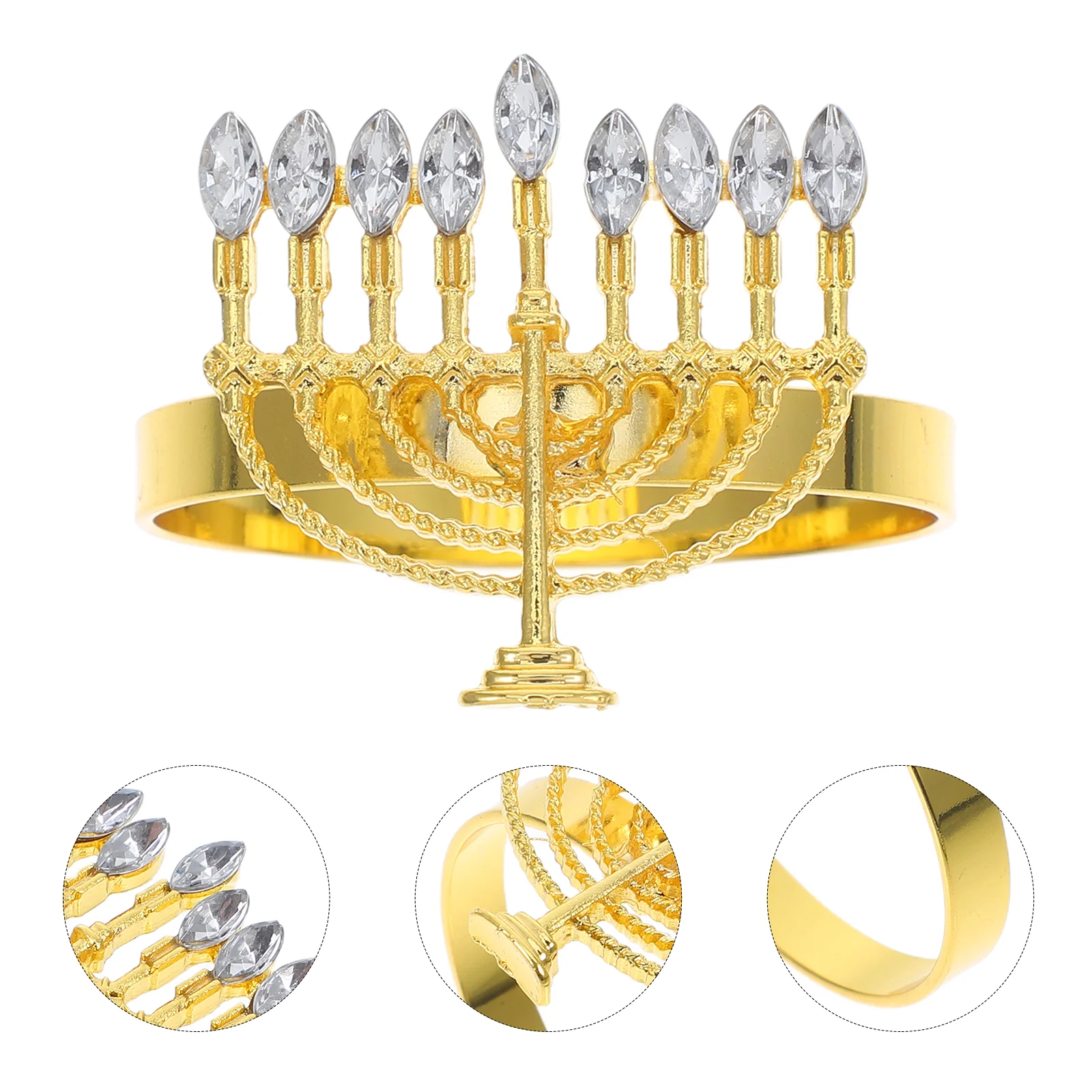 

6 Pcs Napkin Ring Menorah Holders Shaped Rings Christmas Dinner Napkins Placemat Alloy Hotel Decor Buckle Rechargeable Candles