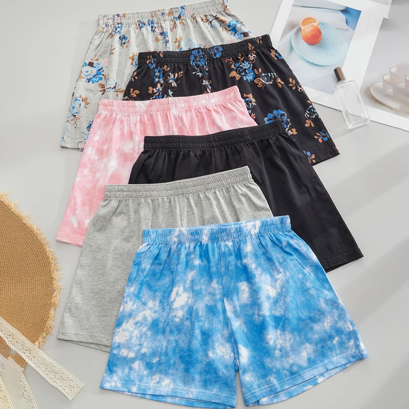 1PC Women's Pajama Pants 100% Cotton Comfortable and Breathable Versatile Women's Shorts Elastic Waistband Printed Retro Style