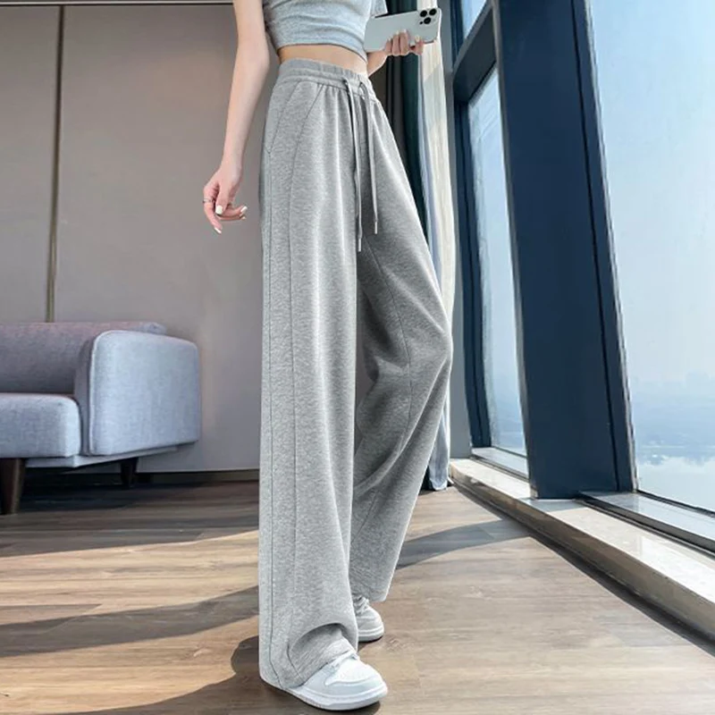 Hot Sale Girls Classic High Waist Sweatpants Women Loose Fit Straight Leg Trousers Female Comfortable Solid Daily Pants