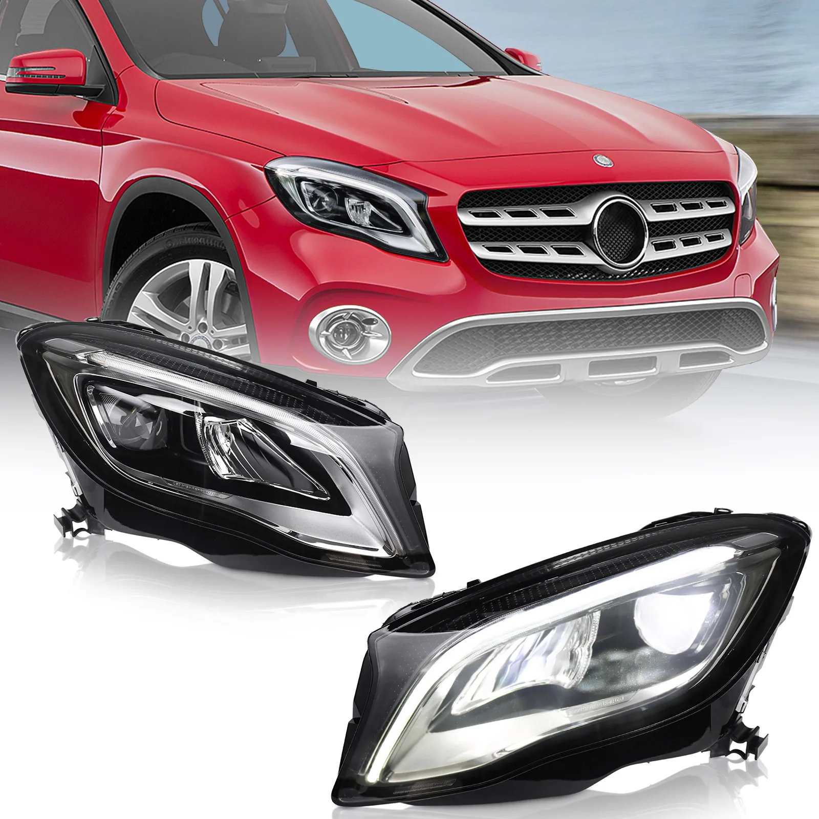 Modified Upgrade to Full Led Headlight Headlamp for Mercedes Benz GLA X156 2015-2019