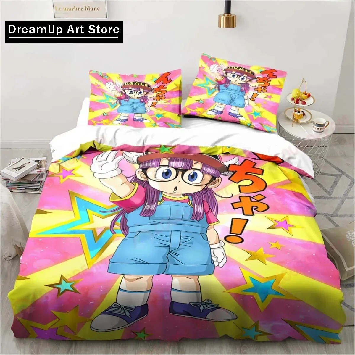 Parure de lit DR s-slump Arale, dessin animé 3D, housse de couette mignonne avec taie d'oreiller, double, simple, Queen, King, taille, pour garçons et adultes, maison