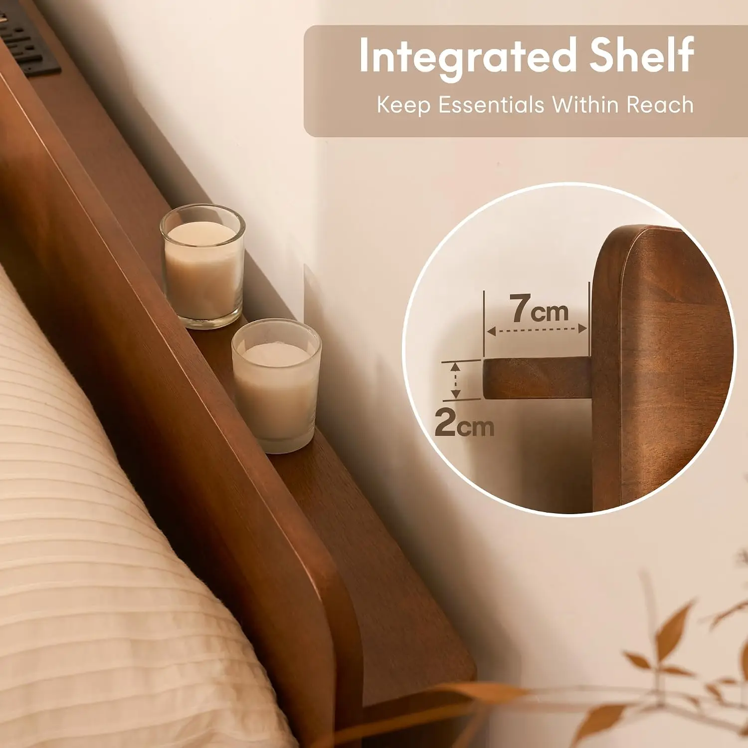 Hako G1 King Solid Wood Platform Bed with Tool-Free Assembly