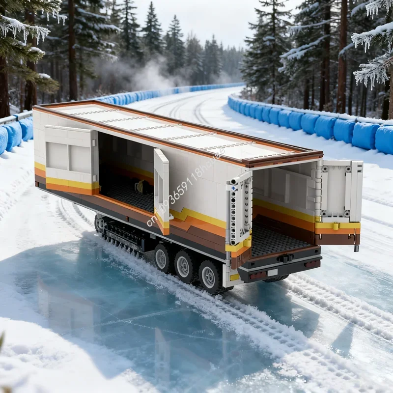 

1212pcs MOC DRY VAN Trailer Semi Trucks Mack Scale 1 Model Building Blocks Festival Gifts Assemble Toys DIY Idea Brick Birthday