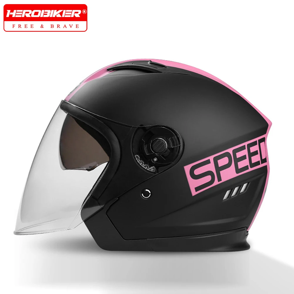 

DOT Certification Motorcycle Helmet Lightweight 3/4 Helmet Electric Scooter Helmet Anti-Fog Double Lens Four Seasons Men Women
