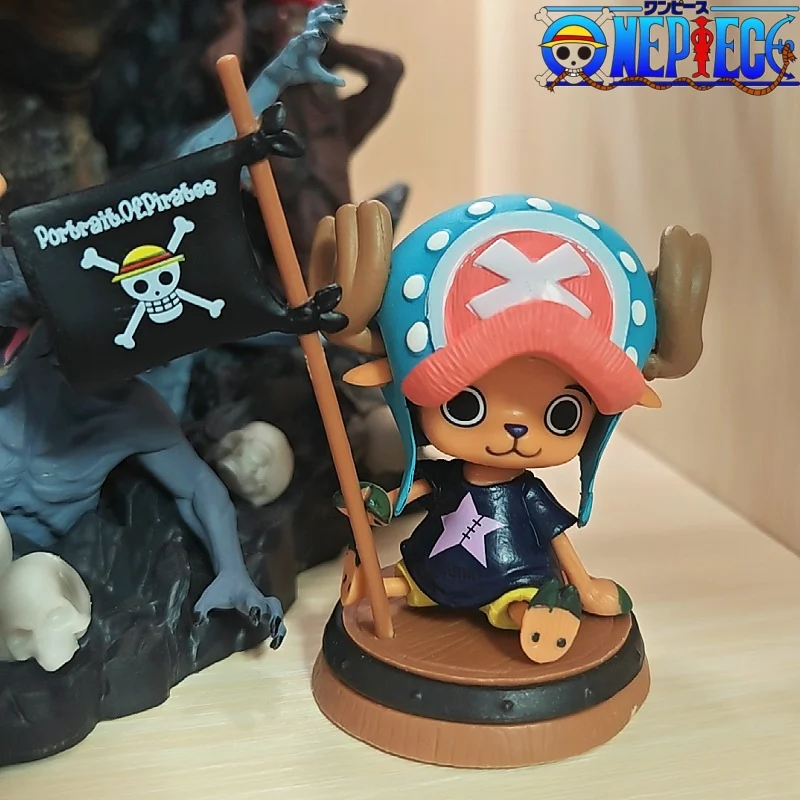 10cm Anime Character Integrated Tony Chopper Sitting Position Wooden Bucket Joba Action Picture 15th Anniversary Series Children