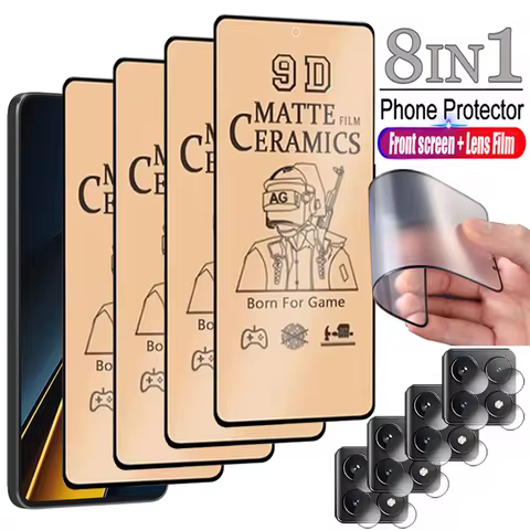 8IN1 Matte Ceramic Film For Xiaomi Poco X7 X6 Pro X5 X3 NFC X4 GT Lens Screen Protector For POCO F7 F6 F4 F5 M5S M6 Pro C65 Film