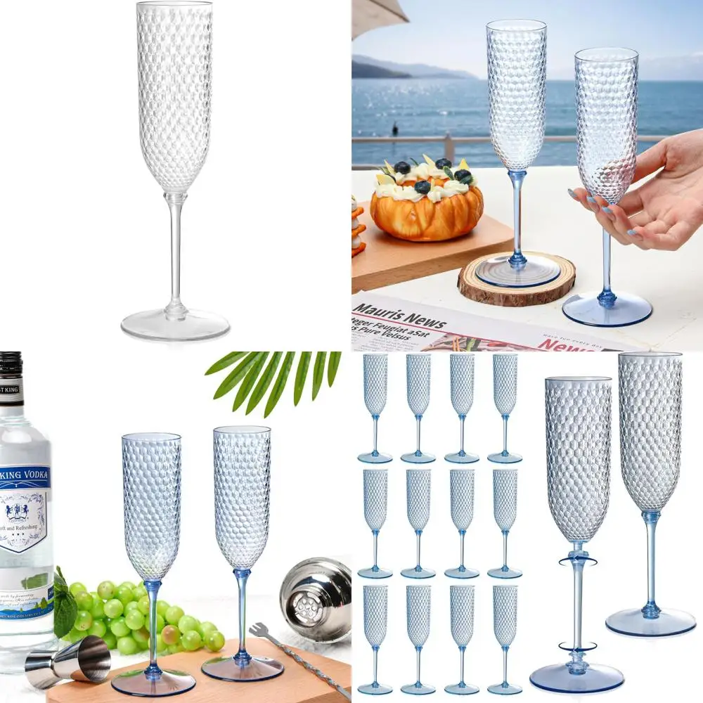 

Disposable Plastic Champagne Flutes - Clear 2-Piece Detachable 5.5 Oz Glasses for Mimosas & Toasts