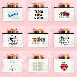 teacher love inspire Printed Makeup Bag  Pencil Case School Stationery Supplies Storage Bag Travel Wash Pouch Gifts for Atsem