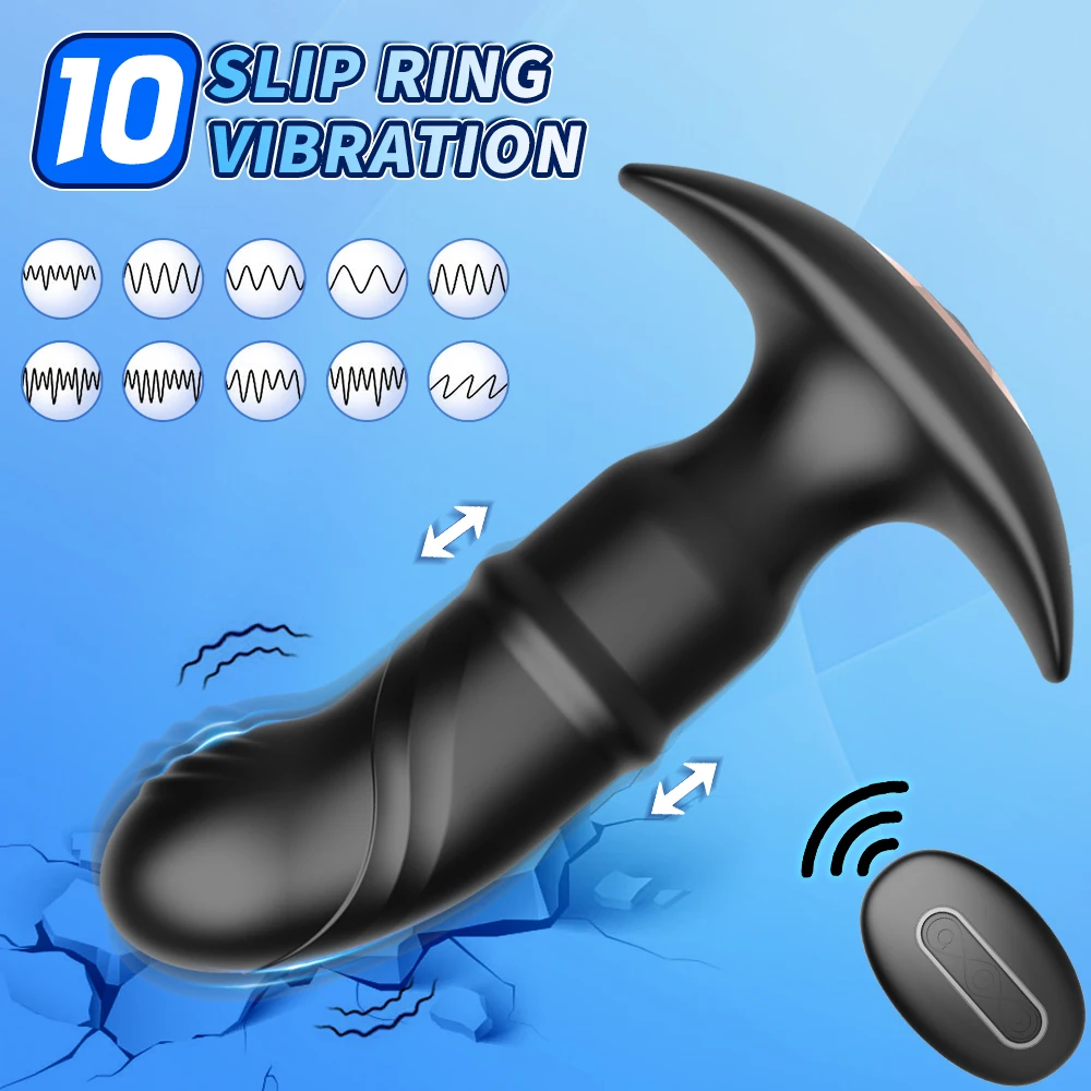 Wireless Remote Control Slide Butt Plug Vibrator for Men Anal Vibration Plug Prostate Stimulation Massager Dildo Sex Toy for Men