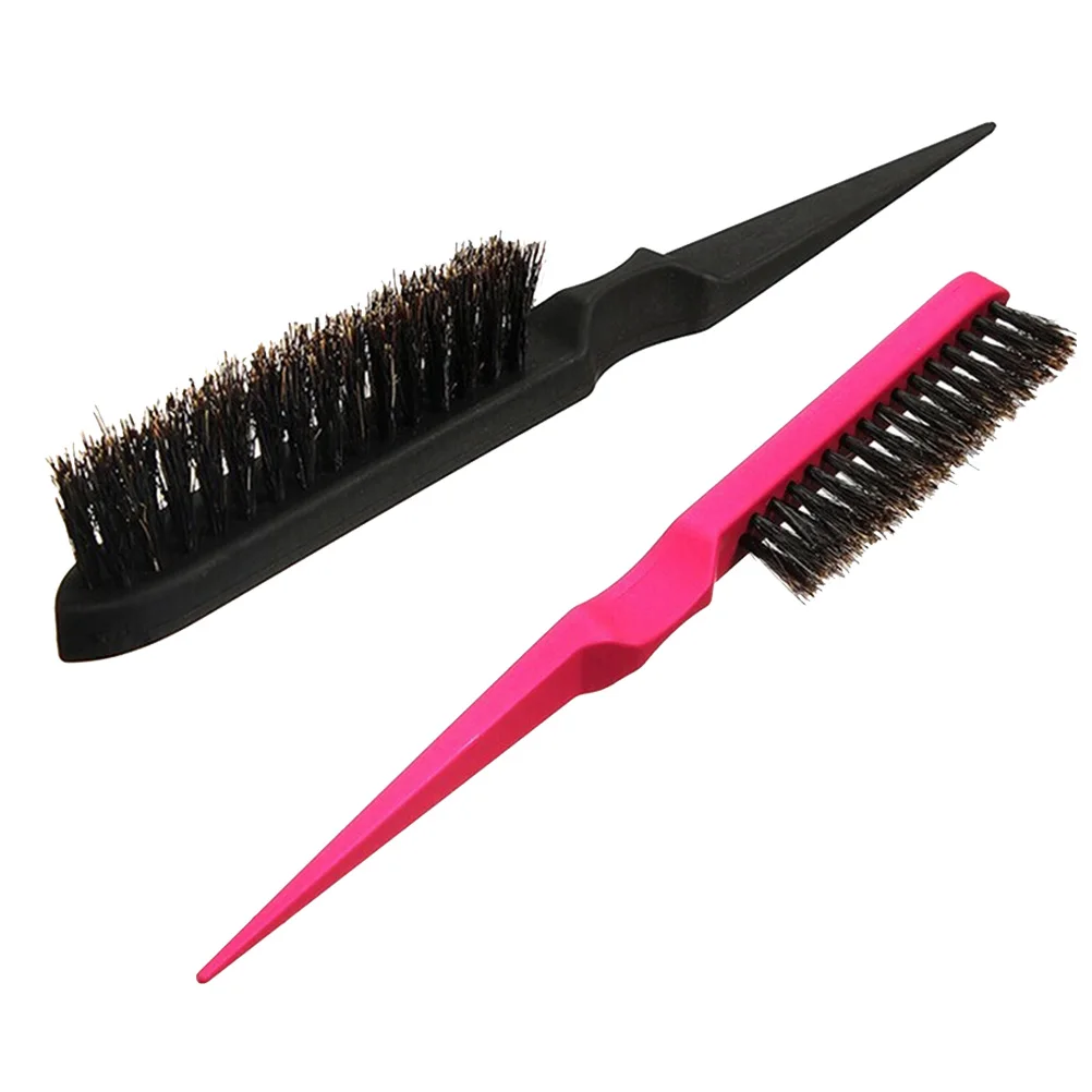 

2Pcs Pig Bristle Curly Hairbrush with Long Handle Comfortable Grip Salon Hair Comb Home Use Stimulate Scalp Promote Blood Flow