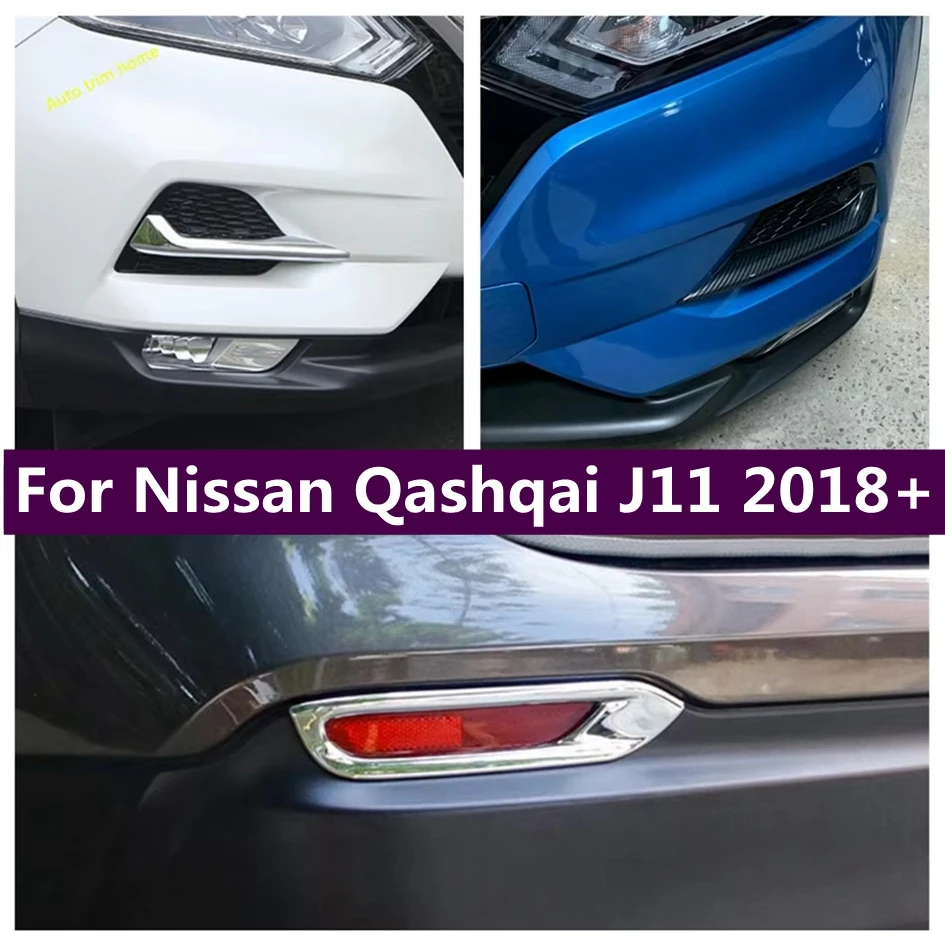 Car Front Foglight Lamp Eyelid Eyebrow Cover Rear Fog Light Bumper Reflector Frame Trim ABS For Nissan Qashqai J11 2018 - 2020