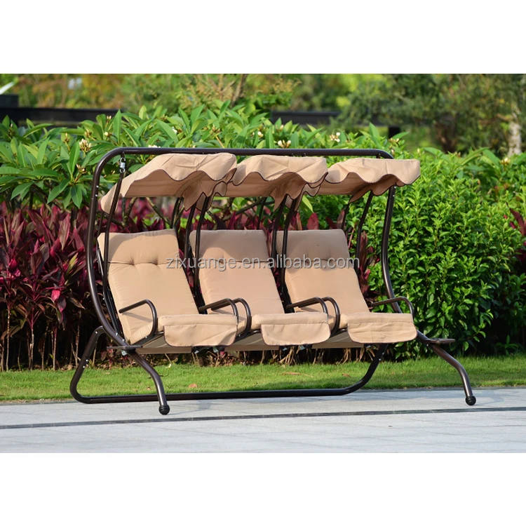 New Design Outdoor Courtyard Home Three People Sets Swing Chair Swing Rattan Chair 3 seater patio swings