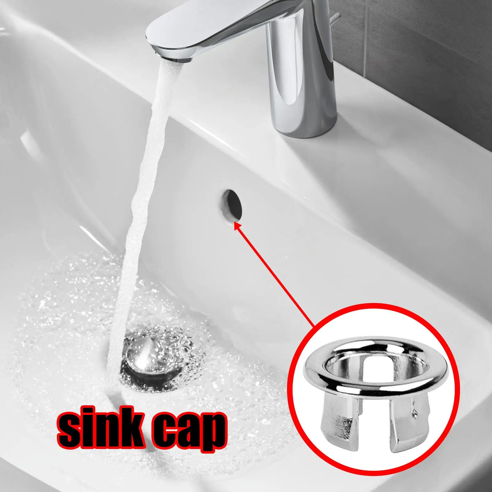 Kitchen Bathroom Basin Circular Overflow Drain Cover Decoration Bathtub Sink Hole Overflow Hollow Washbasin Overflow