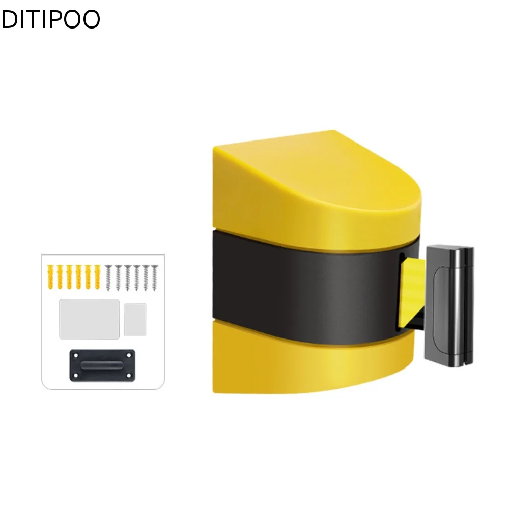 Yellow Black Striped Retractable Belt Barrier Telescopic Belt Slow Rebound Wall Mount Caution Belt Easy To Assemble 2/3/5M