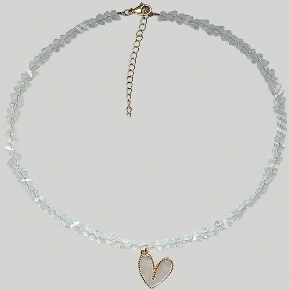 Crystal Heart Pendant Necklace - Vintage Punk Choker