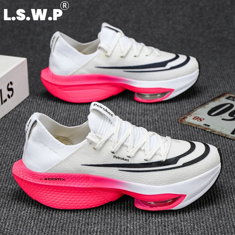 Men Marathon Running Shoes Air Cushion Carbon Plate Arch Support Lightweight Breathable Road Racing Sneakers Energy Return Athle
