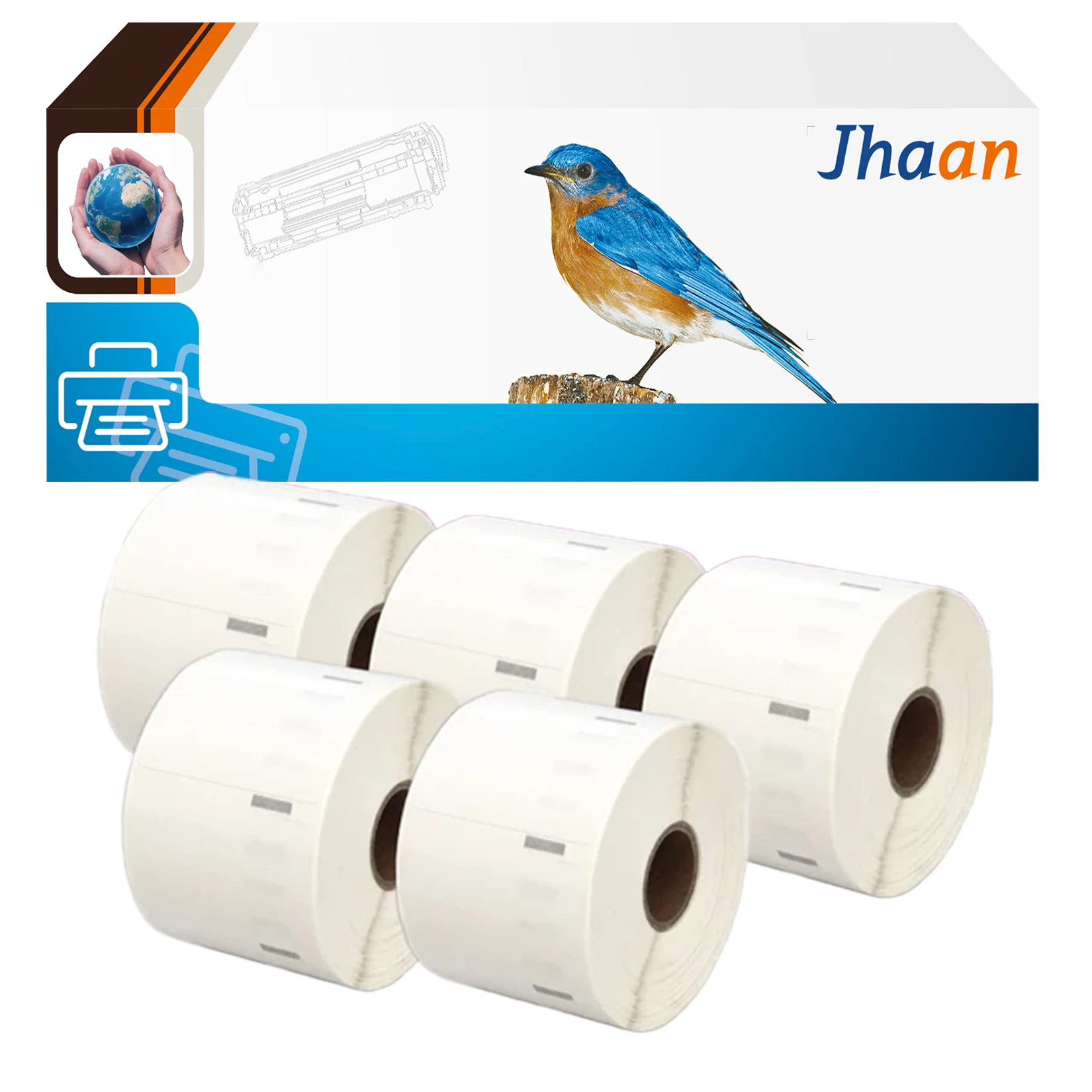 Jhaan 5 X 11354/S0722540 (57x32mm, 1000 Etiketten) Kompatible Etiketten Kompatibel mit Dymo LabelWriter 300, 310, 315, 320, 330 Turbo – Detail 1
