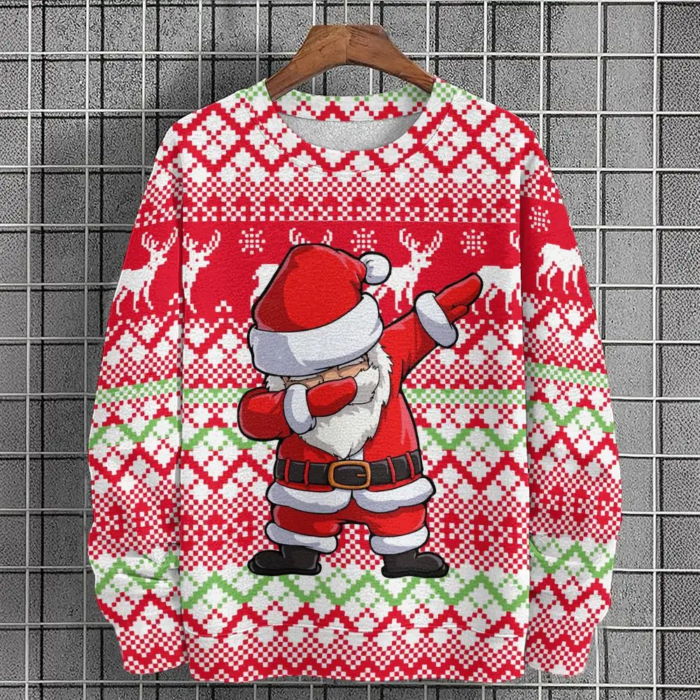 Funny 3D Santa Claus Print Men's Sweatshirts Fashion Trend Christmas Clothing Autumn Loose Pullover Casual y2k Hoodie X'mas Tops