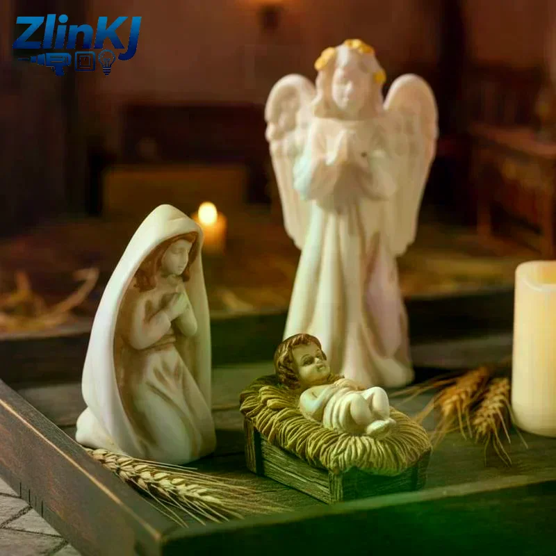 7Pcs/Set Nativity Scene Lamb Modeling Resin Figurines Tabletop Religious Decor For Home Holiday Ornaments