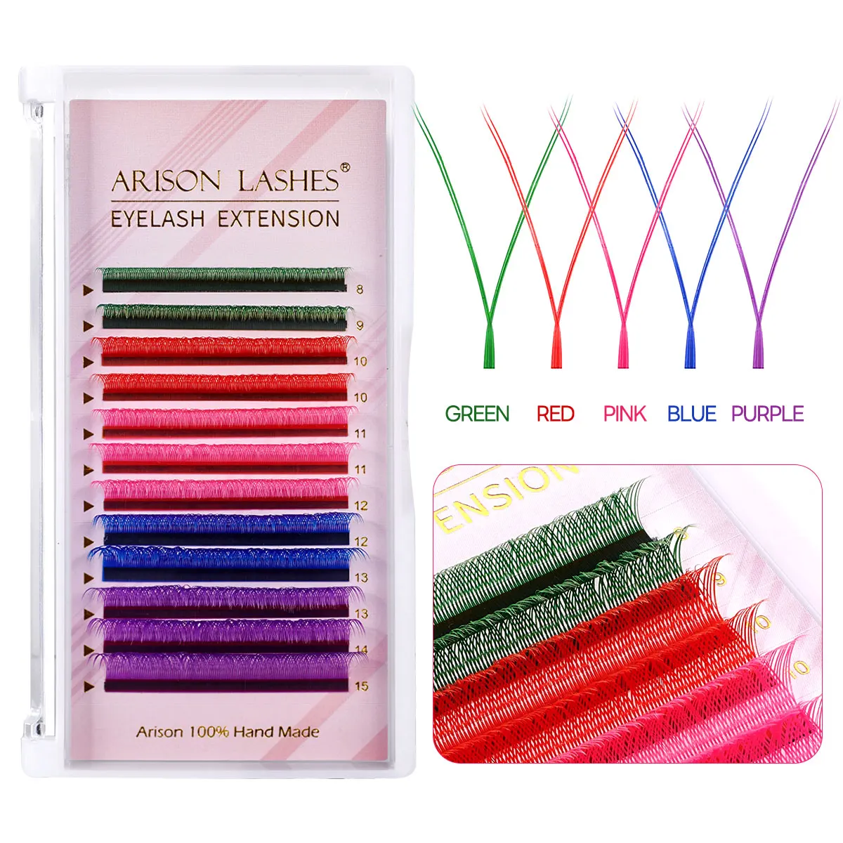 Arison 12 Rows YY Eyelashes Colorful False Eyelashes Fake Lashes Professional Makeup Tools