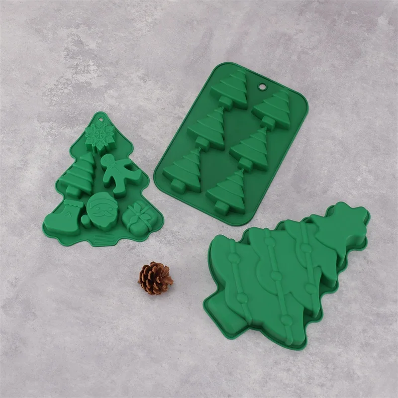 Christmas Tree Santa Claus Shape Silicone Mold Cake Decoration Fondant Cookies Tool Gumpaste Candy Chocolate Mold For Baking