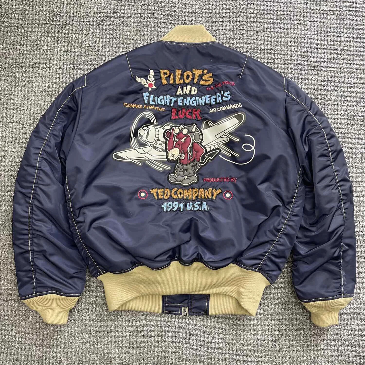 Tedman-Chaqueta de vuelo Devil, versión japonesa, abrigo corto de aodón estilo béisbol, ropa urbana de moda ex, cremall...