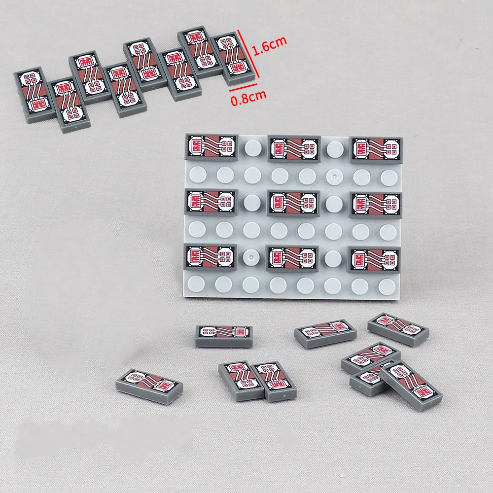 MOC 10PCS Printed 3069 Circuit Chip Diagram Pattern Building Blocks 3069pb Electric Decoration Board Bricks Particle Toy Gifts