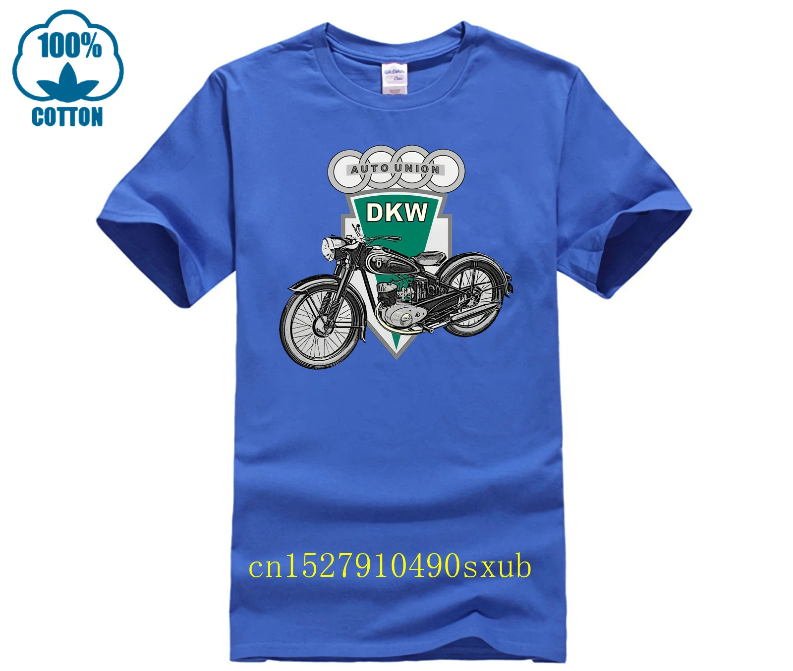 تي شيرت رجالي جديد موديل 2023 بأكمام قصيرة مضحك Dkw للدراجة النارية Rt 125 بشعار الاتحاد تي شيرت كلاسيكي ضيق