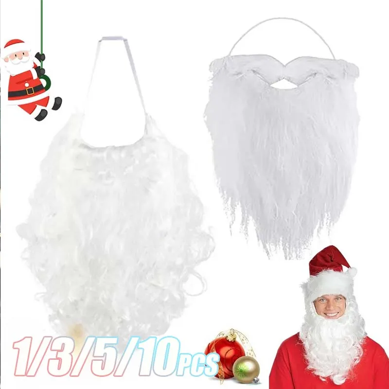 Kerstman Witte Baard Snor Kerst Kostuum Prop Nep Baard voor Volwassenen Kids Party Dress Up Accessoire Cosplay Decoratie