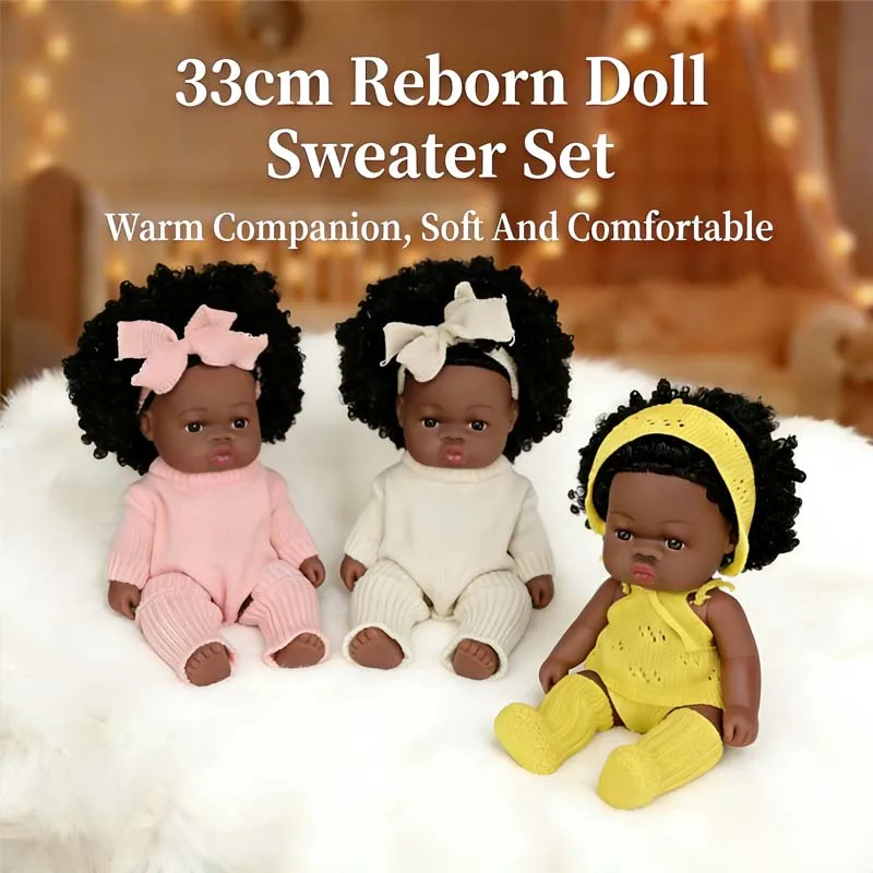 

Куклы-реборны из винила черного цвета, 33 см, реалистичные куклы-реборны с мягким телом, игрушки для девочек, подарки на день рождения