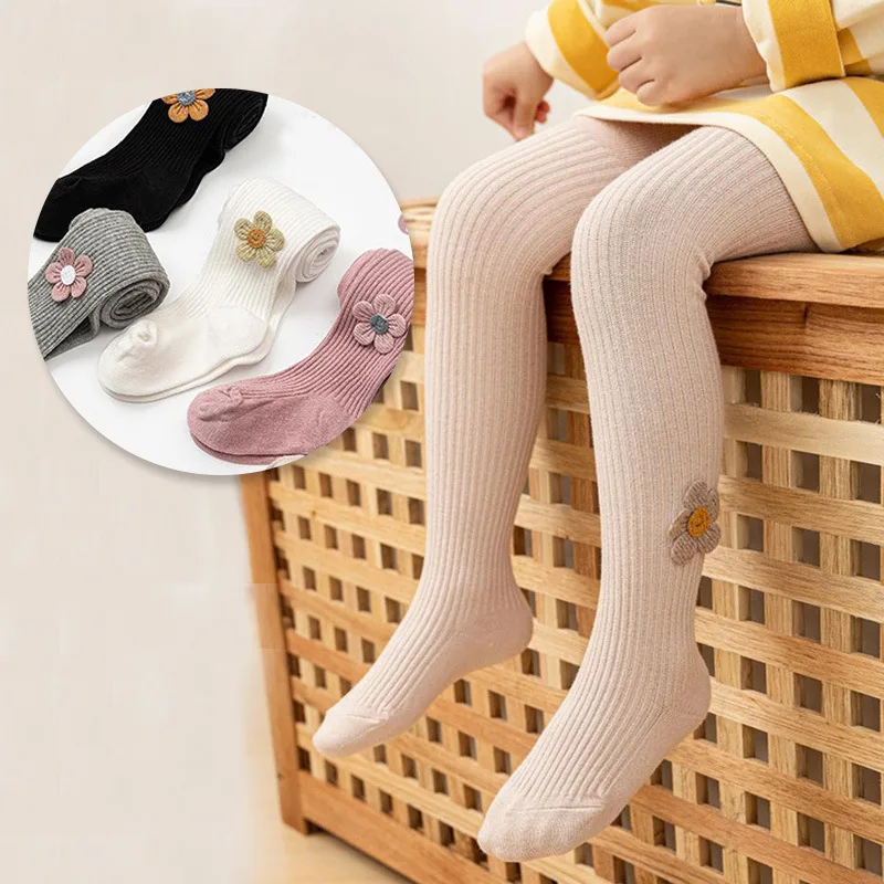 

Girl Tights Spring and Autumn Children's Combed Cotton Bottomed Pantyhose Children's Pantyhose Baby Flower Socks