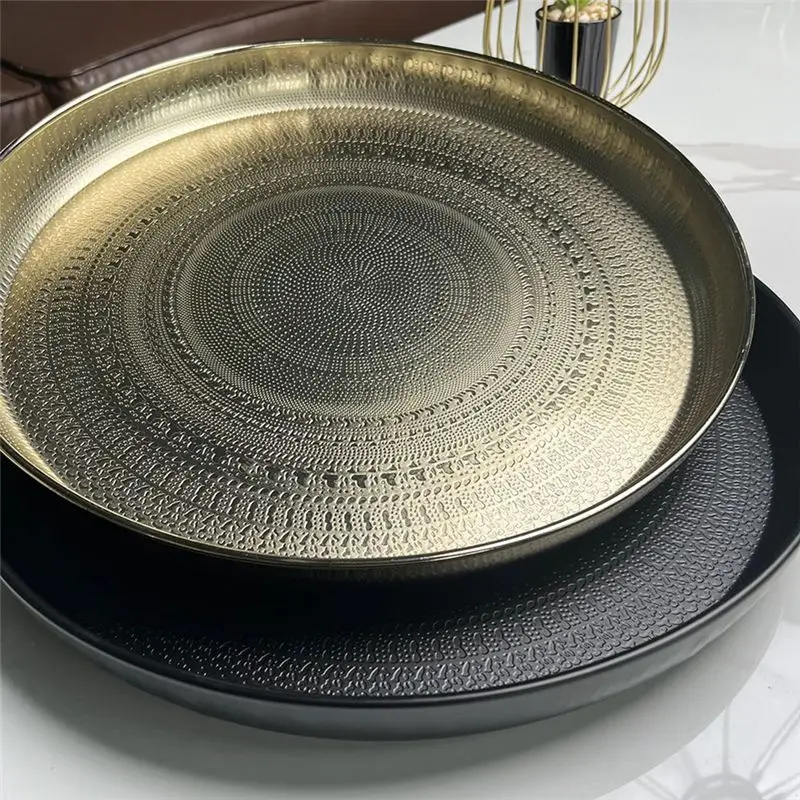A20F-Round Tray, 13Inch-Serving Tray, Luxury Decorative Tray, Coffee Table Tray, Jewelry Tray