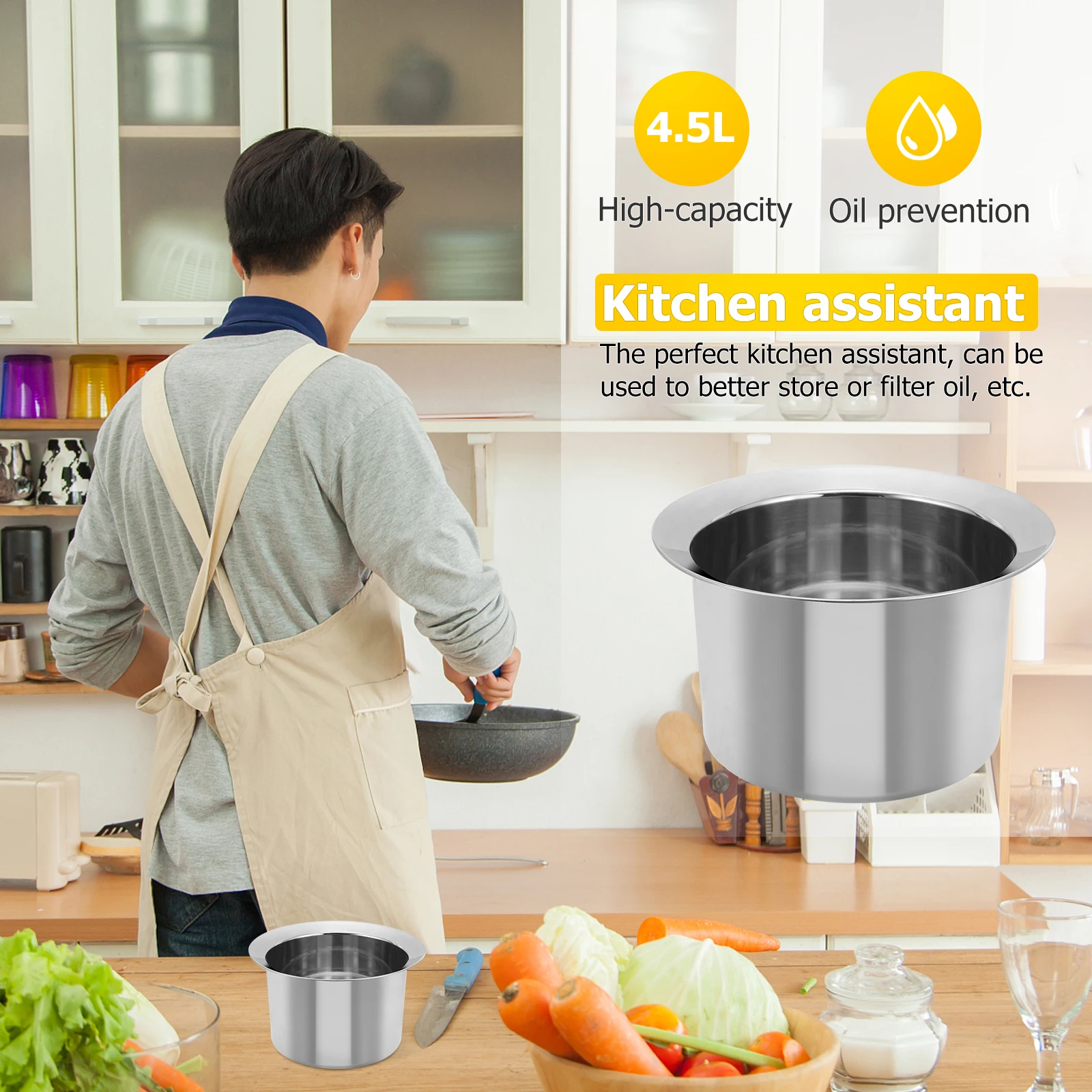 

Раковина из нержавеющей стали, кухонный контейнер, миска для ресторана, бытовой держатель для сальника, контейнер для хранения жира для приготовления пищи, выпечки