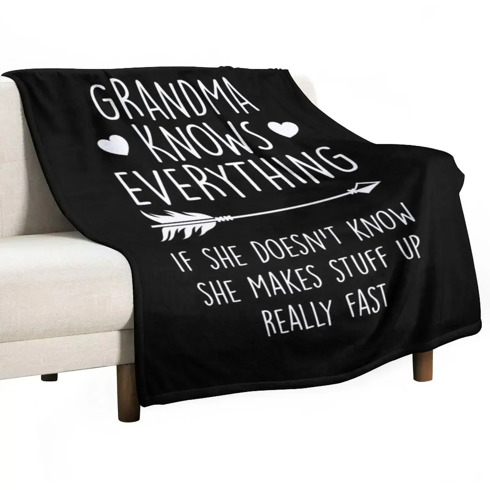 

Grandma Knows Everything Funny Grandmother Joke Proud Grammy Throw Blanket Spring Fall Cozy Throw Blanket for Couch